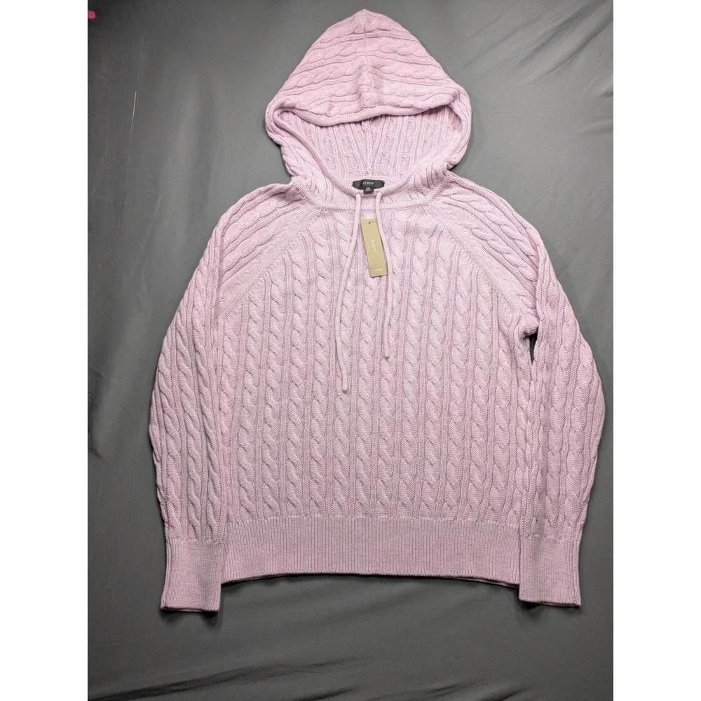 J.Crew Womens Lavender Purple Cable Knit Hoodie Sweater AU521 XS New